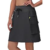 JWM 20" Women's Hiking Knee Length Cargo Skorts Skirts with Zipper Pockets Golf Quick Dry Tummy Control Long Skort