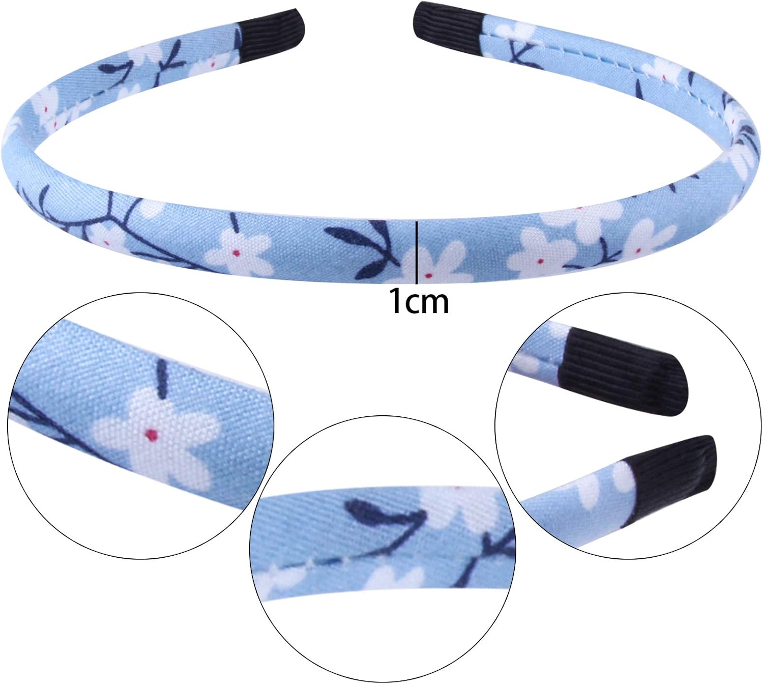 10pcs Headbands for Girls Floral Fabric Dots Heart Hair Hoop Flower Strip Hair Bands Alice Bands for Girls Women - Image 3