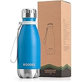 koodee Water Bottle for School-9 oz Stainless Steel Double Wall Vacuum Insulated Water Bottle for Back to School, Cola Shape Leak Proof Sports Flask (Sky Blue)