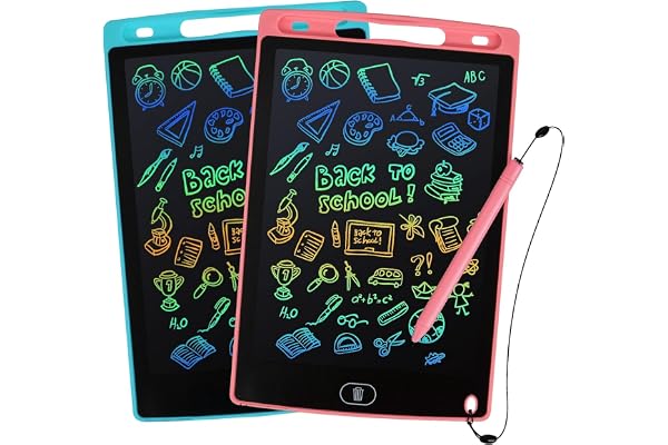 LCD Writing Tablet, 2 Packs Drawing Pads for Kids 3 4 5 6 Years Old 8.5 Inch Colorful Lines Doodle Scribble Boards Educationa