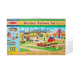 Melissa & Doug Deluxe Wooden Railway Train Set