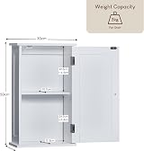Bath Vida Priano 1 Door Wall Cabinet White 50H x 30W x 14D cm view 3