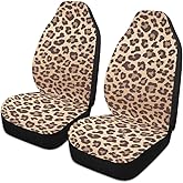YINGQIGUAN 2 PCS Leopard Print Car Seat Covers Abstract Cheetah Pattern Brown Wild Animal Skin Texture Vehicle Seat Protector Cushion Cover Universal Car Interior Accessories for SUV Truck Sedan