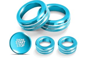 JIYOUNGSEN for 2025-2026 Hyundai Tucson Accessories (No for SE) — 5PCS Aluminum Knob Cover Trim Set (Light Blue) for Push Sta