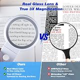 KIBTOY Magnifying Glass with Light and Stand 18 LED Folding Desk Magnifier view 3