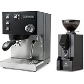 Rancilio Silvia Espresso Machine and Eureka Mignon Notte Grinder Bundle (Black)
