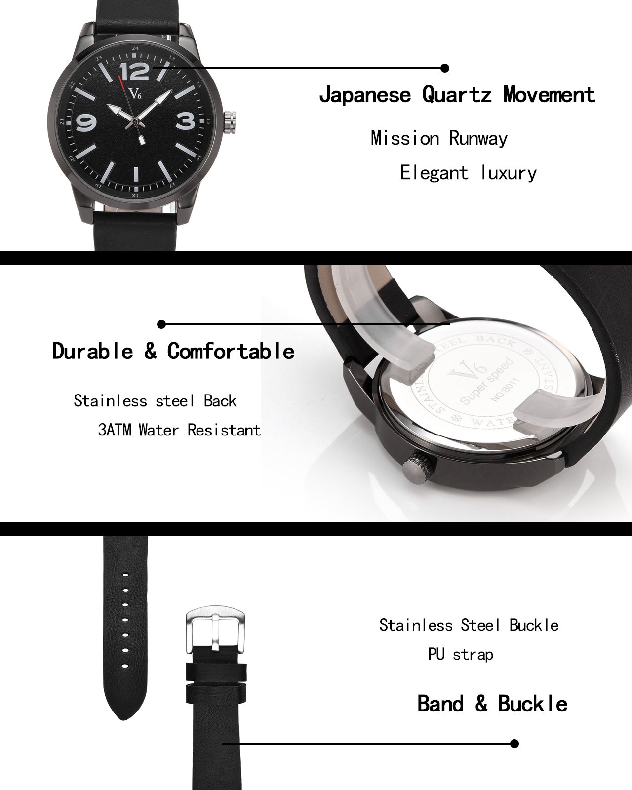 JSDDE Uhren,Vintage Klassische Armbanduhr Wasserdicht Einfaches Design Matt Wähl Quarz Uhrwerk Uhr Herren Bahnuhr