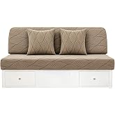 YUJIASH RV Couch Covers for Sofa Bed with 2 Pillow Covers, 2-Piece Backrest and Seat Slip Covers, for Jackknife Sofa, RV Furniture Cover (Brown)