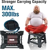 Rainberg Folding Step Stool 9 Inch 250 lbs Capacity Carry Handle Black view 6