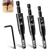 2026 Upgraded Self Centering Drill Bit Set VIX Bits, Cabinet &amp; Door Hinge | High Speed Steel 3/32" 7/64" 1/8", CC2430 Center Hinge Drill Bit for 1/4In Hex Shank, Pilot Hole Drill Bit, High-Precision