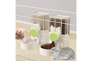 kathson Rabbit Gravity Auto Feeder Set 35oz Hanging Automatic Food Water Dispenser Cage Automatic Feeder Set for Rabbit Chinchilla Guinea Pig Hedgehog Ferret Kitty Puppy (Green)