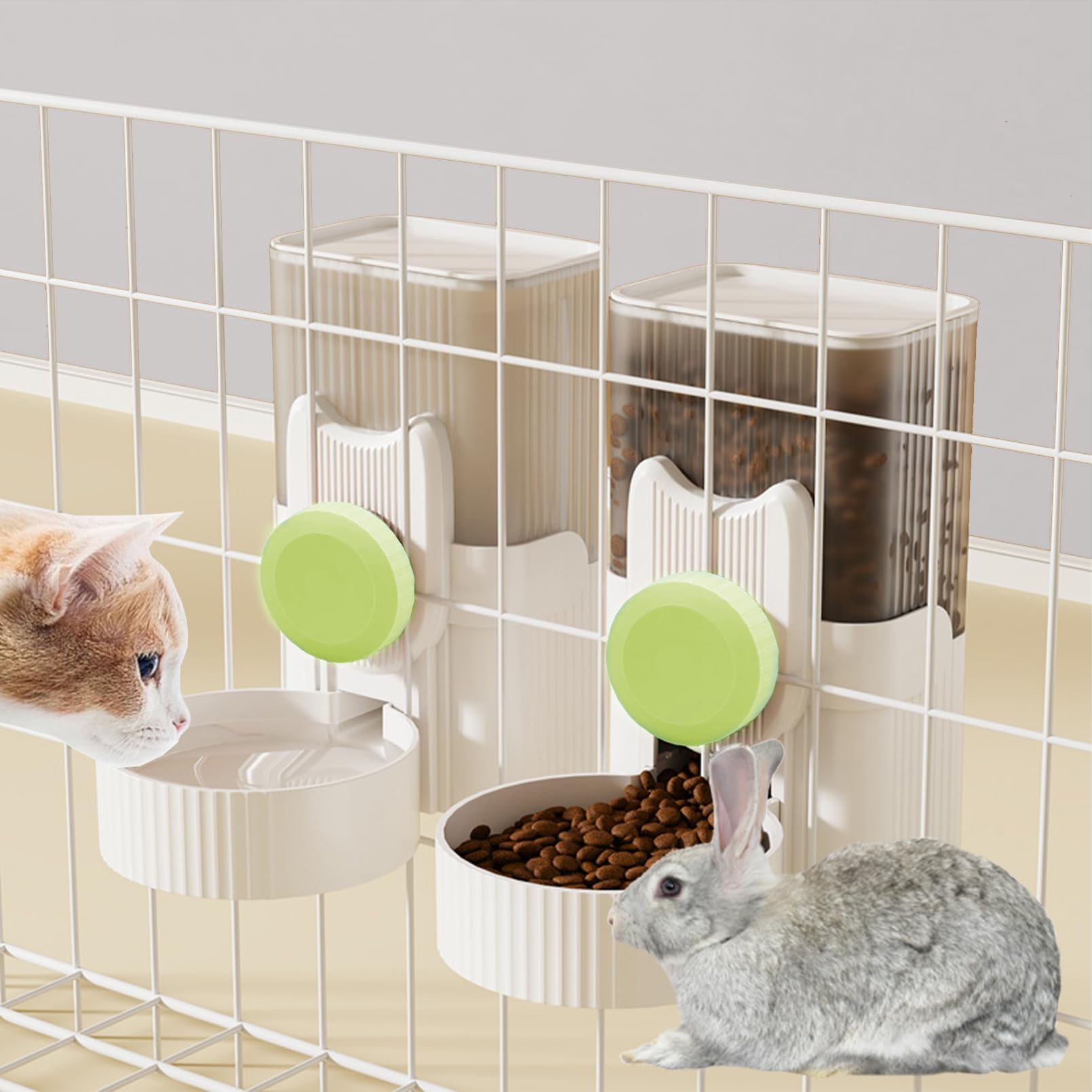 Photo 1 of kathson Rabbit Gravity Auto Feeder Set 35oz Hanging Automatic Food Water Dispenser Cage Automatic Feeder Set for Rabbit Chinchilla Guinea Pig Hedgehog Ferret Kitty Puppy (Green)