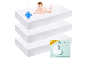 Looxii Waterproof Crib Mattress Protector 3 Pack Crib Mattress Pad Cover Soft and Breathable Absorbent Crib Toddler Mattress Cover