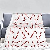 JOOCAR Christmas Candy Cane Throw Blanket Soft and Warm Holiday Throw Blanket for Picnic Camping Travel Lightweight Fuzzy Cozy Blankets for Living Room Sofa Couch Bed 40"x50"