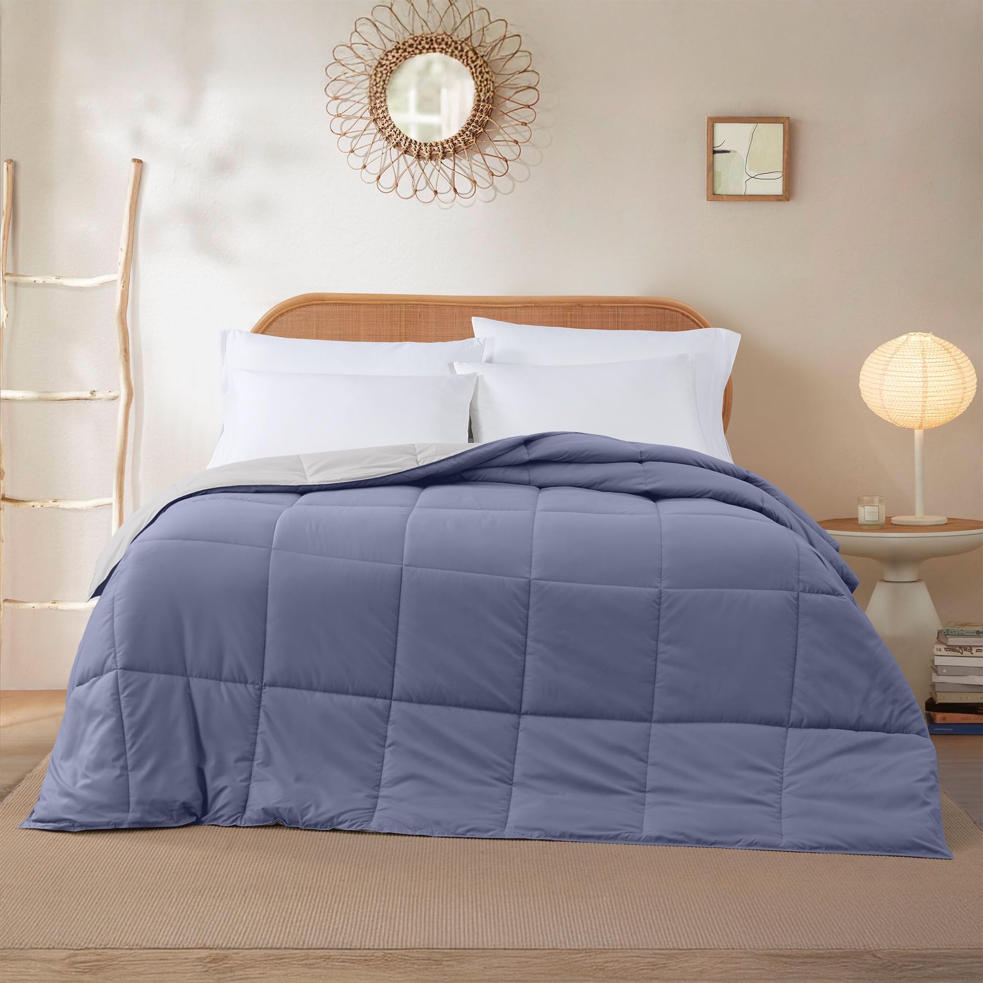 Photo 1 of Modern Threads Down Alternative Reversible Comforter Deep Blue/Silver Twin