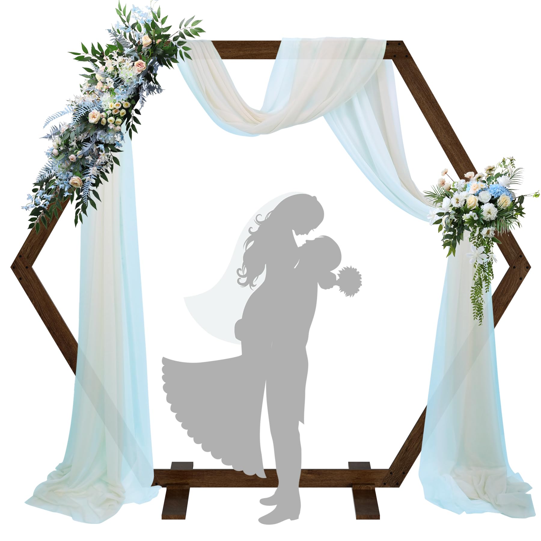 AZAMIA 7.09FT Wooden Wedding Arch for Ceremony, Wooden Hexagon Arch ...