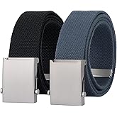 JASGOOD 2 Pack Canvas Web Belt for Men Adjustable Cloth Fabric Military Belt with Metal Buckle