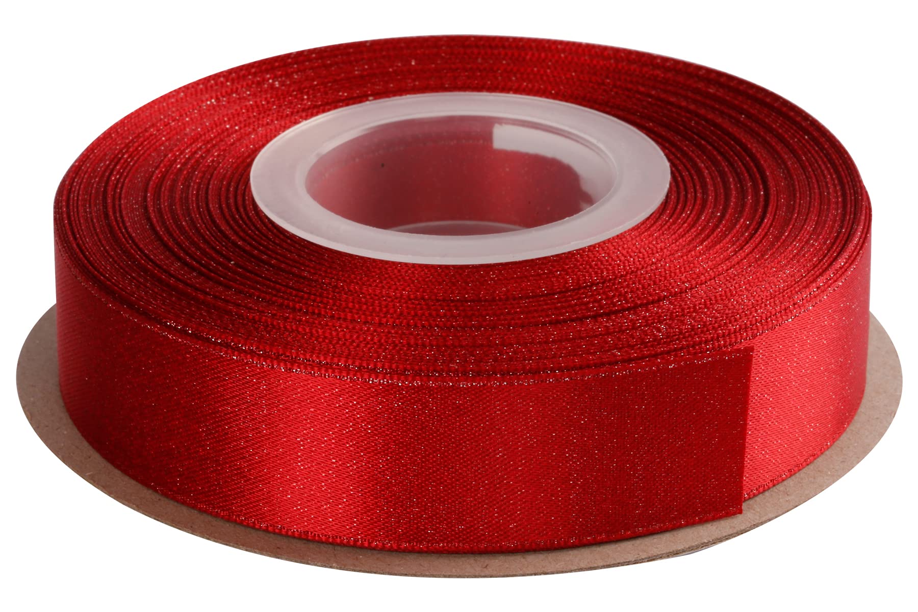 Joycrosso Red Double Faced Glitter Ribbon, Luxury Silver Purl Ribbon, 22mm x 22 Meters, Great for Gift Wrapping Wedding Decoration Floral Arrangement