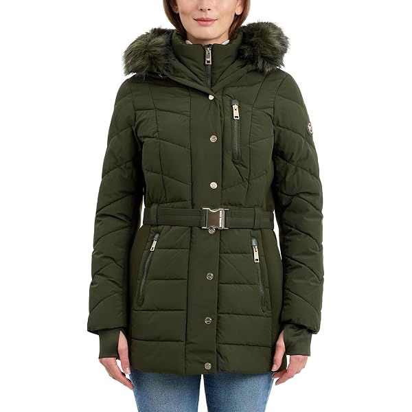 Amazon.com: MICHAEL Michael Kors Women's Mid-length Down Coat with