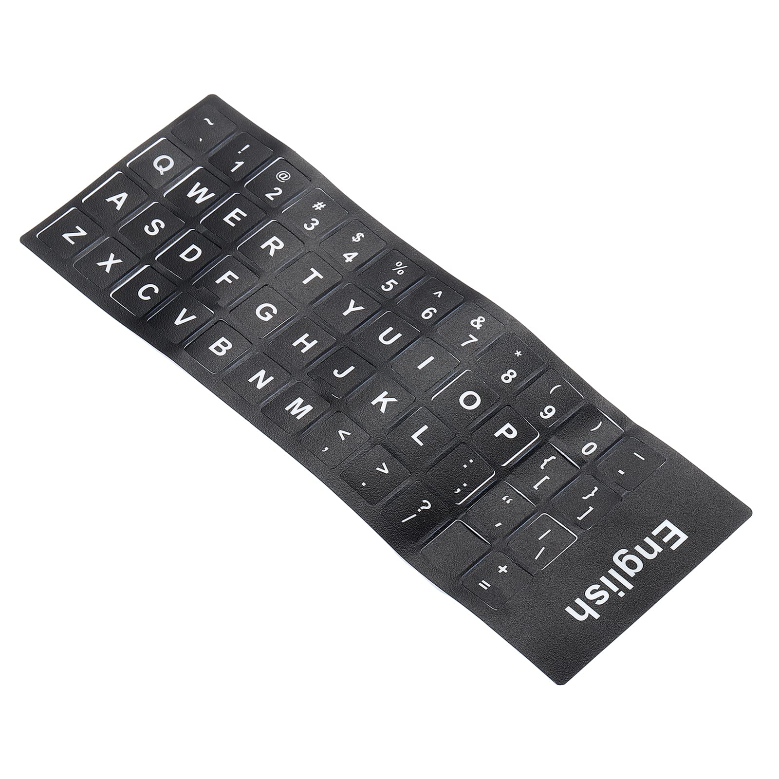 PATIKIL English Keyboard Layout Stickers, Universal Keyboard Replacement Cover for Notebook Desktop Computer, Black Background White Lettering
