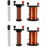 QWORK Demonstration Induction Coil with Primary Coil, Secondary Coil and Soft Iron Core Cylindrical Magnet for Physics Teaching, 2 Set