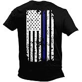 Haase Unlimited Blue Line American Flag - Support Cops Police Men's T-Shirt