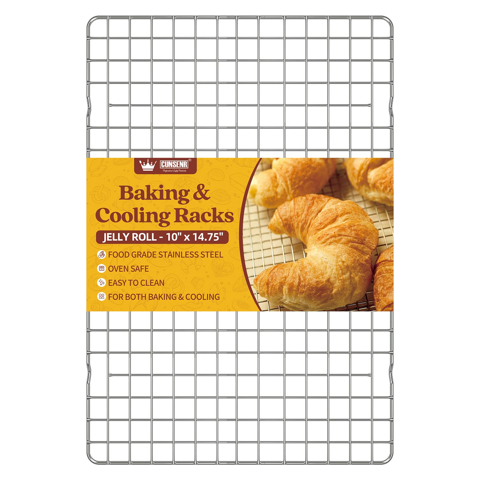 Photo 1 of CUNSENR Cooling Rack for Baking and Cooking - 10" x 14.75" Stainless Steel Wire Rack - Heavy Duty Cooling Rack for Oven- Perfect for Jelly Roll Sheet & Cookie Pan, Grilling, Roasting, Dishwasher Safe