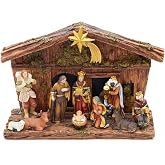 Kurt Adler 11 Piece Nativity Set | Free-Standing, Shatterproof Resin Construction