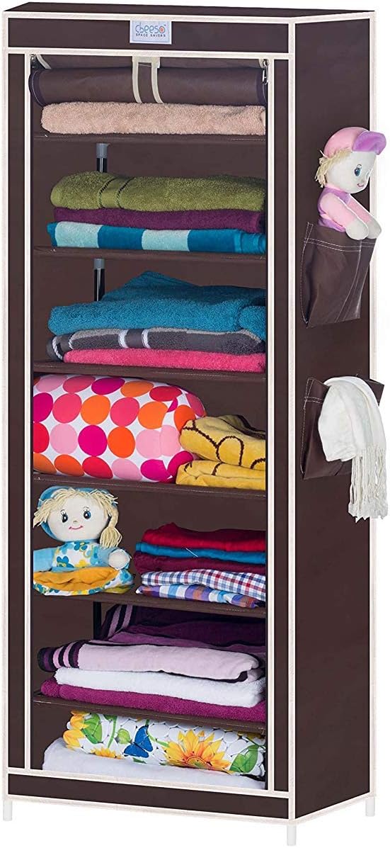 CbeeSo Foldable Shoerack 1 Door 7 Rack Brown