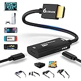 Guermok AR Glasses HDMI to USB-C Display Adapter, 4K@60Hz Play and Charge XR Converter with DC 5V, for XREAL One/Air 2 Pro/RayNeo/Rokid, Switch 2/1, Xbox1, PS4/5, Portable Monitors (Black)