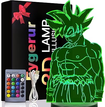 Eygerur Goku 3D LED Night Light with Remote Touch 7 Colors 16 Colors USB Bedside
