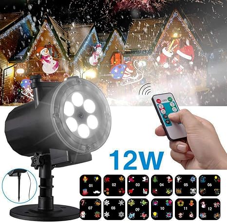 Proiettore Luci Natale Amazon.Uolor Proiettore Luci Natale Interno Ed Esterno Decorativa Projector Con 12 Lenti Intercambiabili Telecomando Rf Impermeabile Projector Lampada Per Natale Matrimonio Compleanno Festa Giardino Amazon It Illuminazione