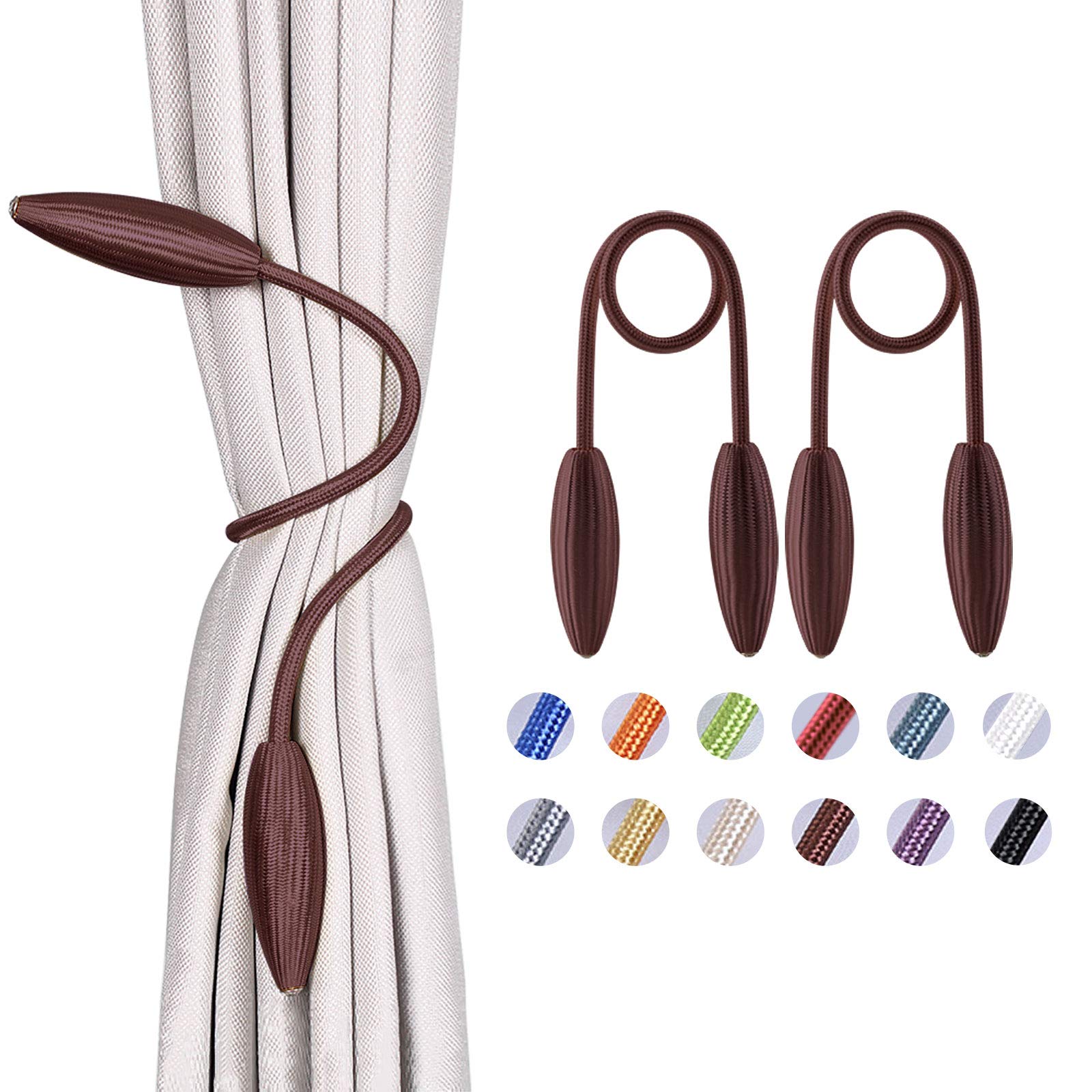 Pretty Jolly 2 Pack DIY Twist Curtain Tiebacks Creative Decorative Drape Tie Backs European Style Random Modelling Curtain Holdbacks for Home & Office Window Blackout & Sheer Drapery (Brown)