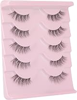 Ruairie False Eyelashes Natural Half Lashes Clear Band 5 Pairs 3/4 Fluffy Wispy view 4