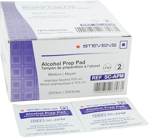 PODOCURE Alcohol Prep Pads 200 Count (Packaging may vary) | 70% Isopropyl Alcohol Sterile Wipes | 2-Ply Cotton Individually Wrapped Medium Size | Skin Prep & First Aid | NPN 80029286
