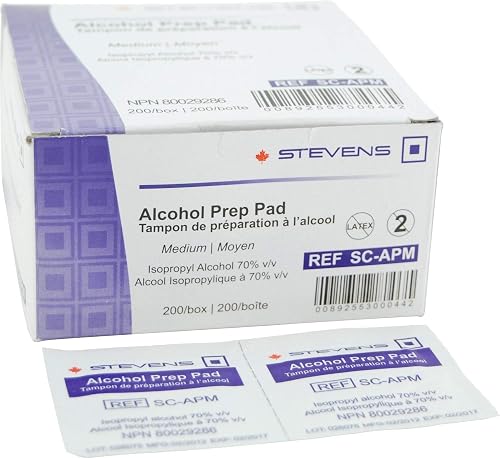 PODOCURE Alcohol Prep Pads 200 Count (Packaging may vary) | 70% Isopropyl Alcohol Sterile Wipes | 2-Ply Cotton Individually Wrapped Medium Size | Skin Prep & First Aid | NPN 80029286