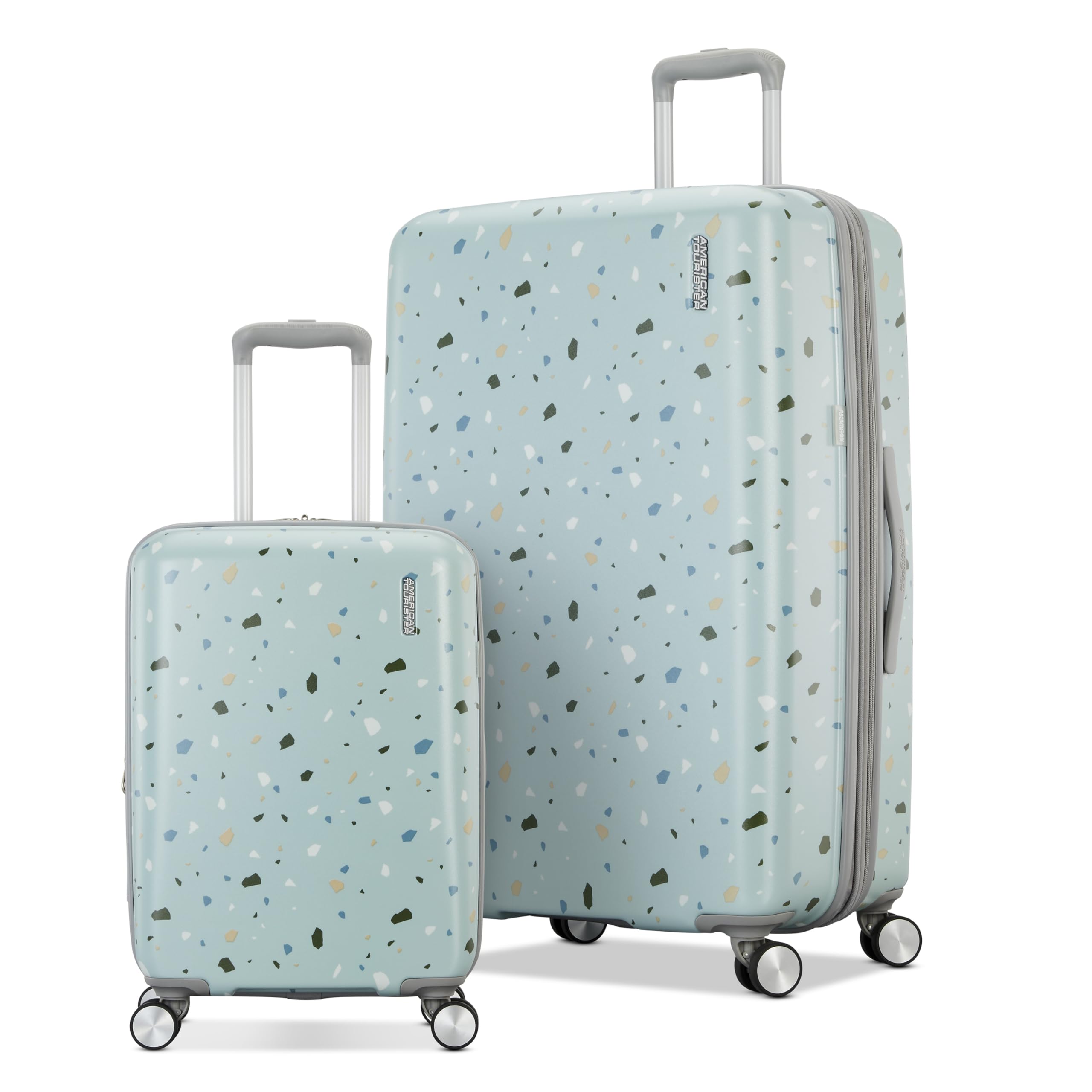 American Tourister Moonlight Hardside Expandable Luggage with Spinner Wheels, Blue Terazzo, 2-Piece Set (20/28)