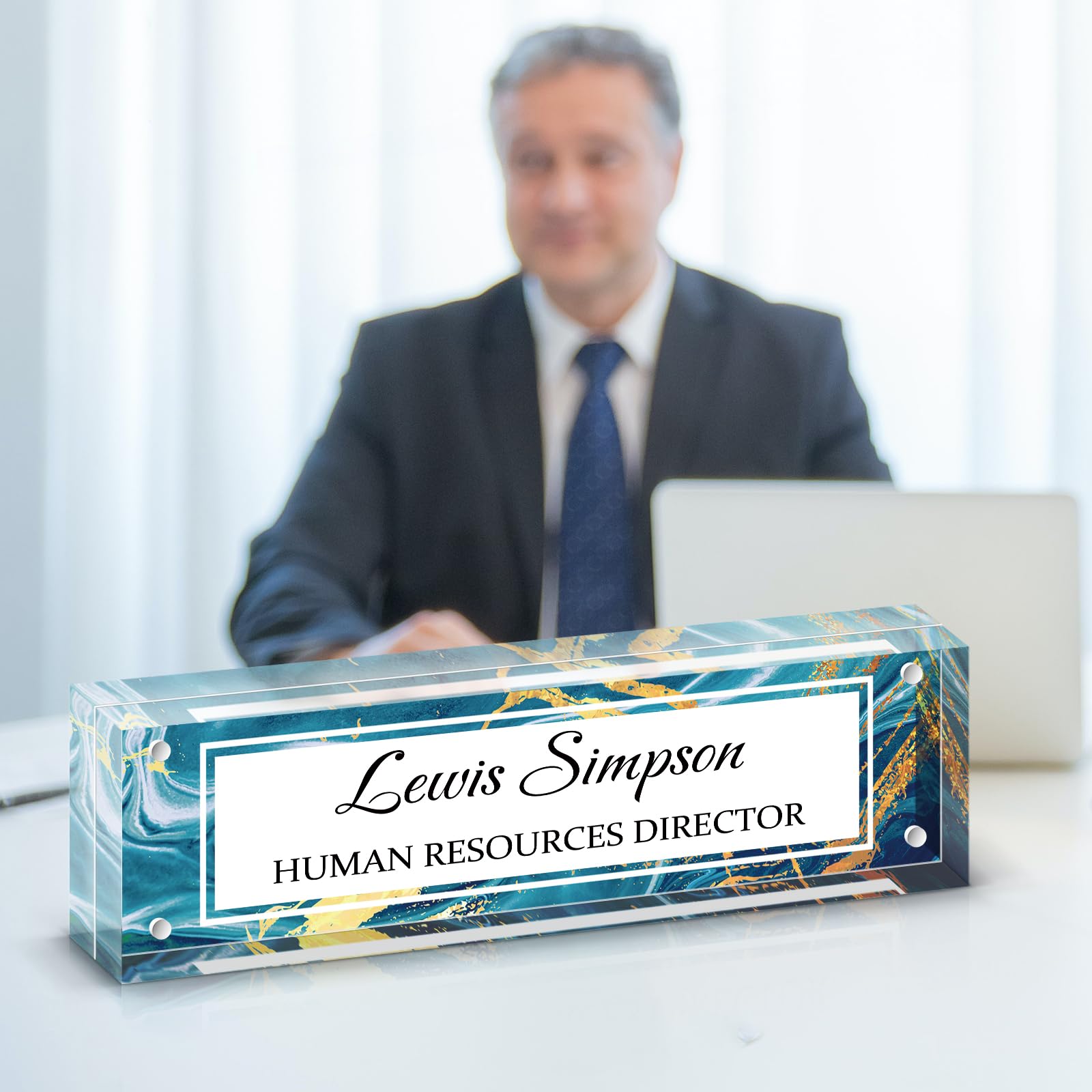 HETOOSHI Name Plate for Desk, Desk Double sided