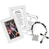 Trendzeen St Michael Rosary For Men - Catholic One Decade Pocket Rosary Beads, Saint Michael Card, The Lord's Prayer - Rosario De San Miguel Arcangel - 3 Items Set