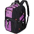 SHRRADOO Extra Large 50L Travel Laptop Backpack with USB Charging Port, College High School Backpack Airline Approved Business Work Bag Fit 17 Inch Laptops for Men Women,Purple