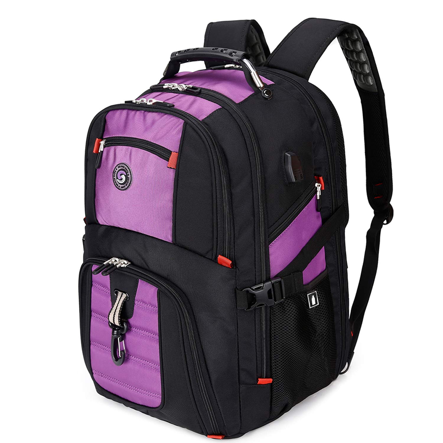 Photo 1 of SHRRADOO Extra Large 50L Travel Laptop Backpack with USB Charging Port, College High School Backpack Airline Approved Business Work Bag Fit 17 Inch Laptops for Men Women,Purple