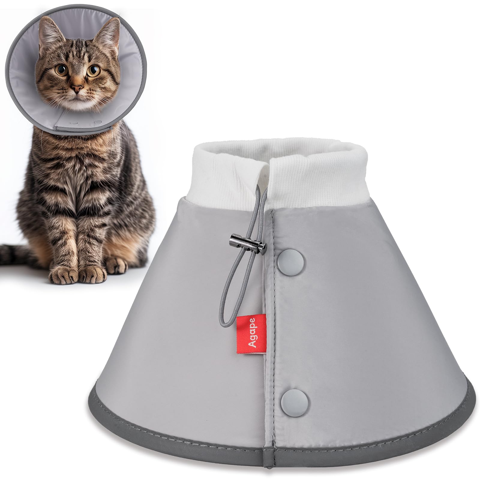 Photo 1 of Agape Soft Cone for Cats & Small Dogs, Comfy Pet Cone to Stop Licking, Adjustable Cat E Collar Alternative After Surgery, Protective Elizabethan Collar for Pup & Kitty, Water Repellent Recovery Cone