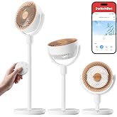 SwitchBot Smart Pedestal Fan, Rechargeable Oscillating Standing Fan for Bedroom, Corded &amp; Cordless, Adjustable Height Floor &amp; Desk Fan, 22dB, Remote &amp; App, Works with Alexa,Google Home,HomeKit,Matter