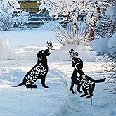 WONDER GARDEN Metal Dog Decor for Outside - 2 Pack Garden Stakes Decorative, Black Dog Silhouette Statues Lawn Ornaments Yard Patio Decor Women Men Mom Gifts