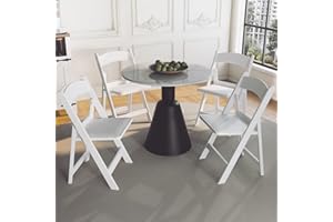 IWDOO Resin Folding Chairs with Cushion - 4 Pack White Folding Chairs, Lightweight Plastic Chairs, Comfortable Foldable Chairs for Wedding, Party, Home, Event, Indoor/Outdoor Use, 600lbs Capacity