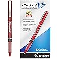 Pilot, Precise V7, Capped Liquid Ink Rolling Ball Pens, Fine Point 0.7 mm, Red, Pack of 12