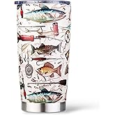 Fishing Gifts for Men, Fishermen - Fish Travel Coffee Mug Cup, Birthday Valentines Fathers Day Christmas Gift for Dad, Husband, Son, Boys, Grandpa, Uncle, Boss - 20oz Stainless Steel Insulated Tumbler