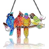 DASTOLL Stained Glass Window Hanging - Birds on A Branch Suncatcher for Window Doors Home Decoration, Valentine's Day Mother's Day Birthday Bird Lover Gifts for Women, Men, and Mom Grandma
