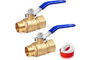 FANOVO 3/4 inch Full Port Ball Valve, 2Pack Heavy Duty Forged Brass Shut Off Valves, 3/4'' Male to Female NPT Full Flow Control Valve, 150 PSI WSP / 600 PSI WOG Pipe Connector, for Water, Oil, and Gas