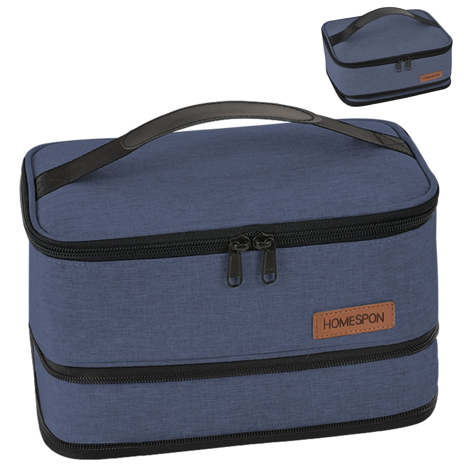 HOMESPON Expandable Lunch Bag for Men Women Kids Insulated Lunch Box Holder with Handle for Picnics Work School (Blue)